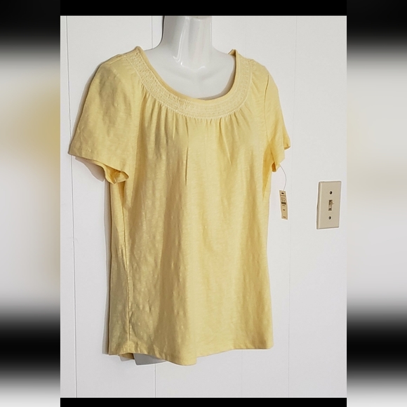 TALBOTS SMOCKED NECKLINE T-SHIRT - Picture 3 of 6